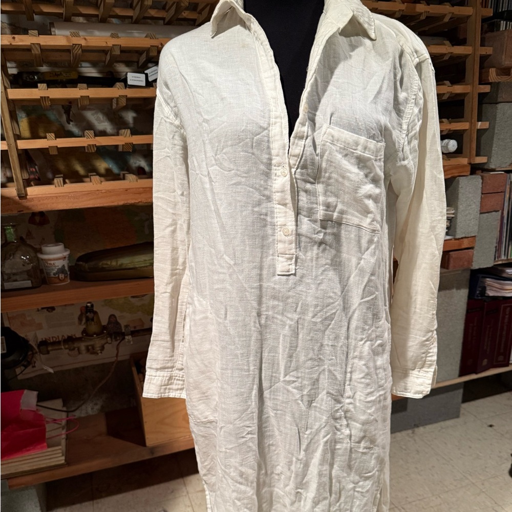 Elegant White Linen Tunic Top